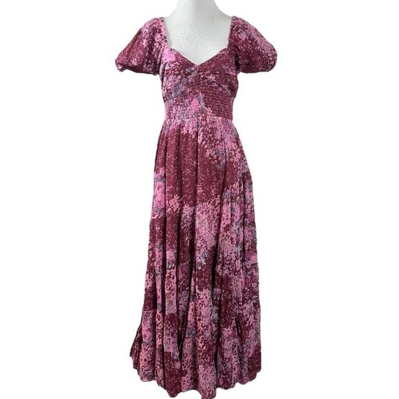 Free People Sundrenched Short Sleeve Maxi Dress Femme Rose Pink Medium NWT - Picture 8 of 12